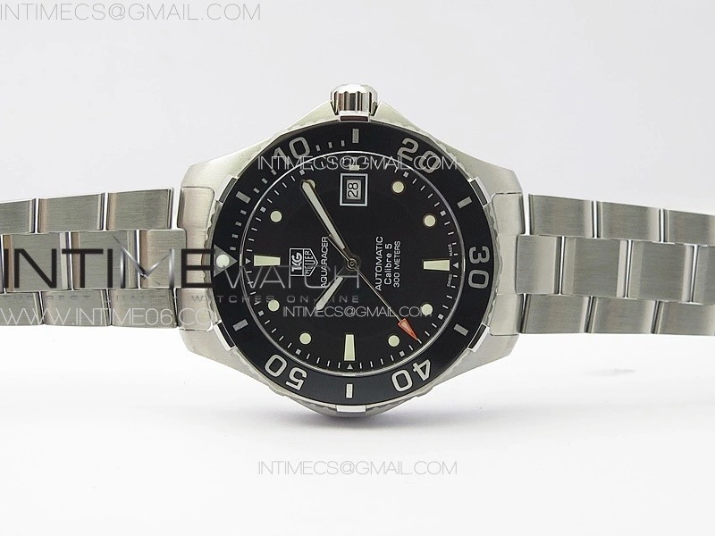 Aquaracer Calibre 5 41.5mm TARF 1:1 Best Edition Black Dial Black Bezel on SS Bracelet SW200